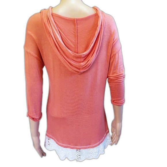 EUC SPOILED Long Sleeve Hooded Top Dreamcatcher Pattern Orange/Coral Small - Picture 2 of 9